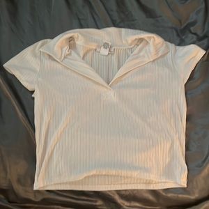 White collared cropped shirt